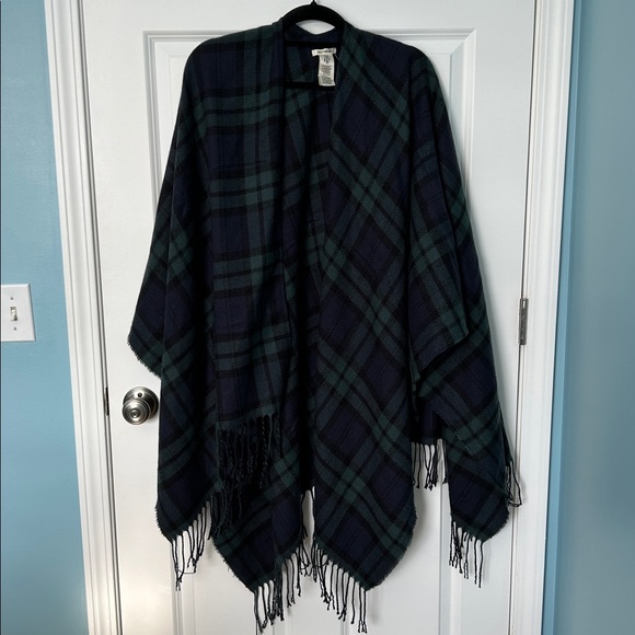 Goodthreads Sweaters - Goodthreads Fringe Ruanna Wrap Plaid | Plaid Fringe Wrap | Fringe Shawl